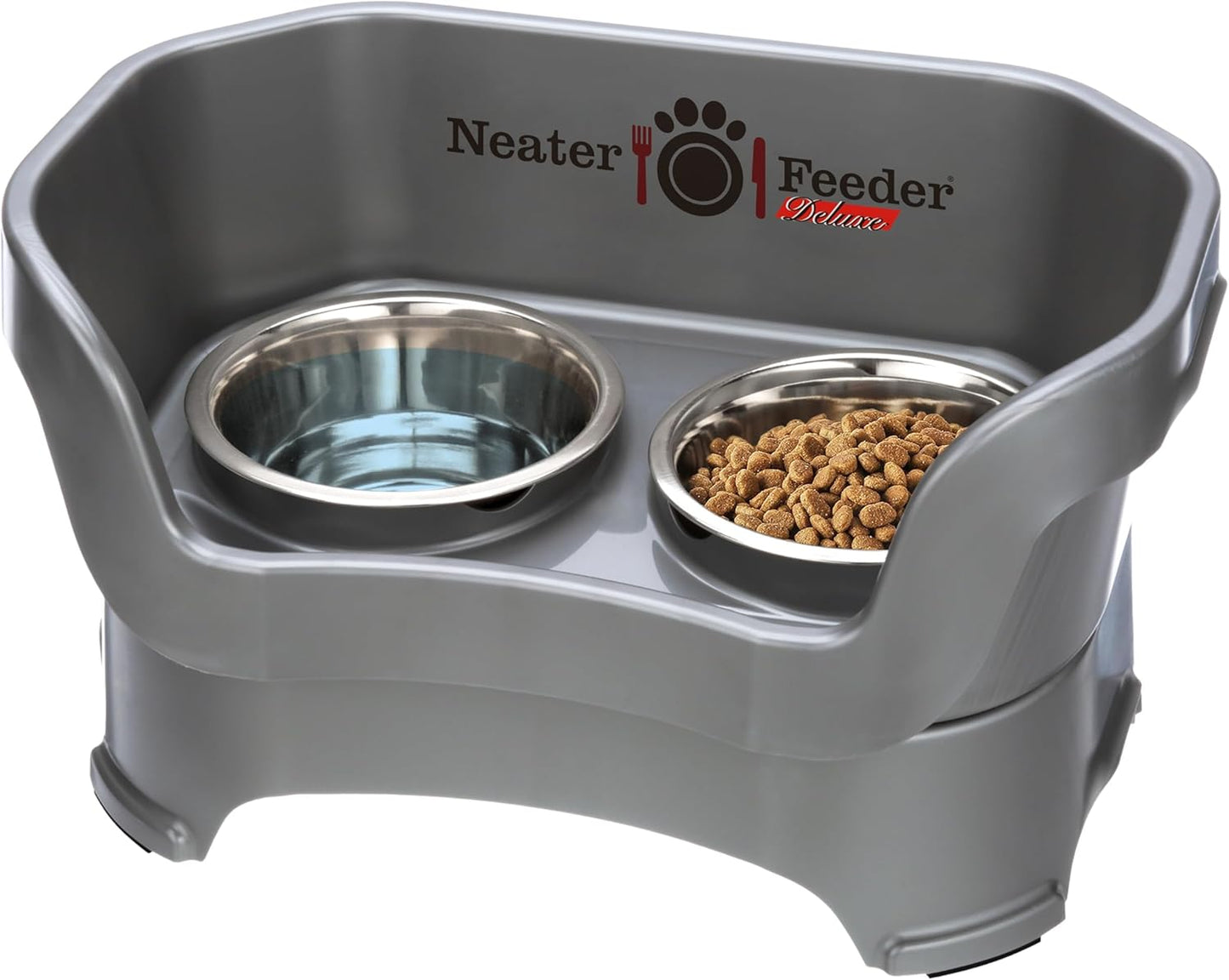 Neater Pet Brands Neater Feeder Deluxe Mess Proof Dog Bowls Elevated for Large Dogs Over 40 lbs, Made in USA, No Spill Raised Dog Food Bowl Stand Feeding Station, Food and Water Bowl Set, Black