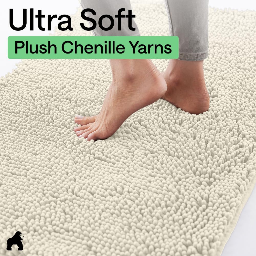 GORILLA GRIP SoakSTOPPER Dog Door Mat, 30x20 Machine Washable Rug Absorbent Doormat Captures Moisture Mud Dirt, Quick Dry Soft Chenille Entryway Rugs Indoor Entrance Mats for Dog Paws, Paw Grey