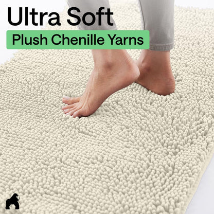 GORILLA GRIP SoakSTOPPER Dog Door Mat, 30x20 Machine Washable Rug Absorbent Doormat Captures Moisture Mud Dirt, Quick Dry Soft Chenille Entryway Rugs Indoor Entrance Mats for Dog Paws, Paw Grey
