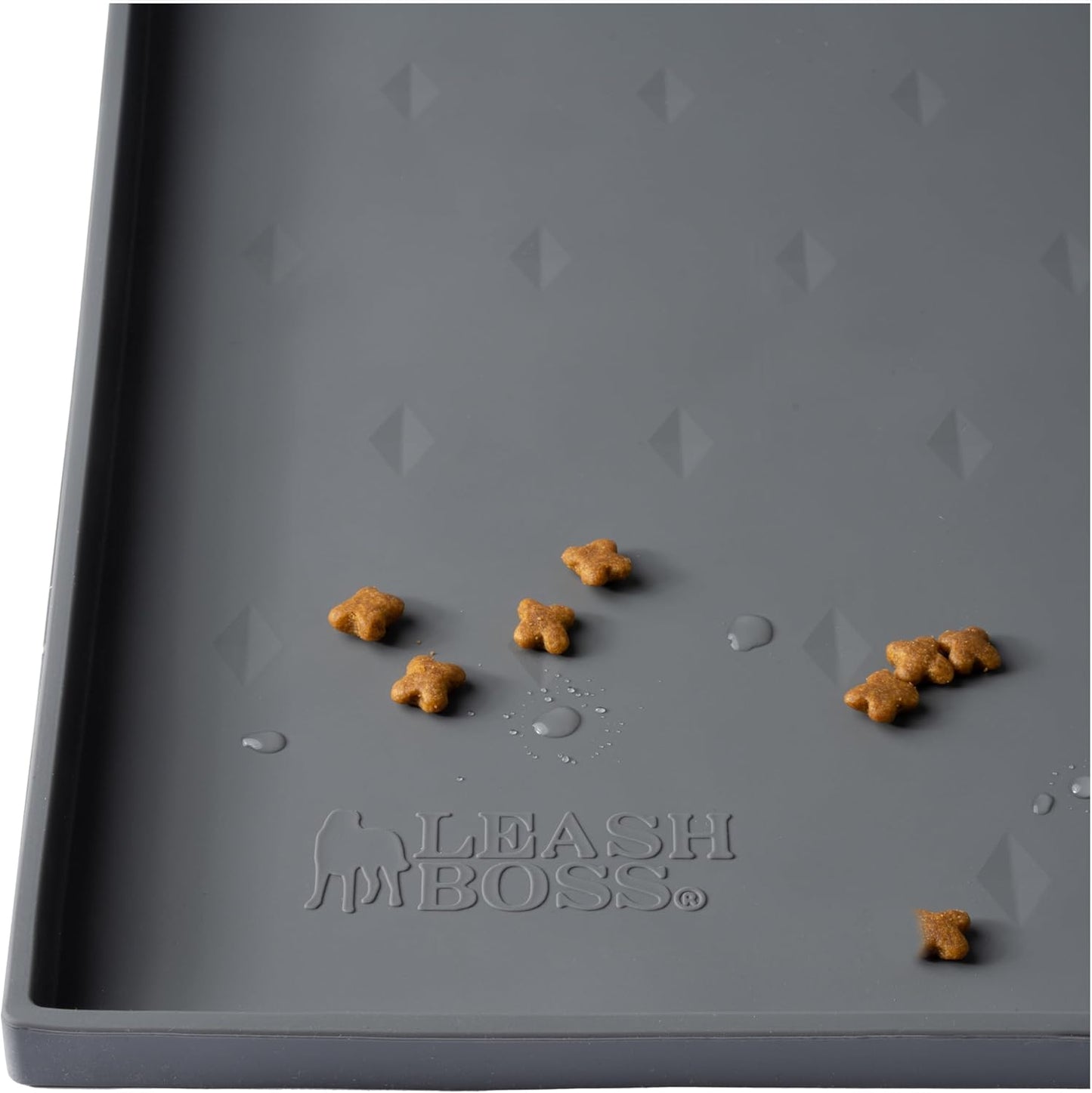 Leash Boss Dog Food Mat - Waterproof Cat & Dog Bowl Mat for Food and Water, Silicone Pet Feeding Mats for Floors, Non-Slip Placemat with High Edges, Puppy Essentials (Small: 18"x11", Navy)