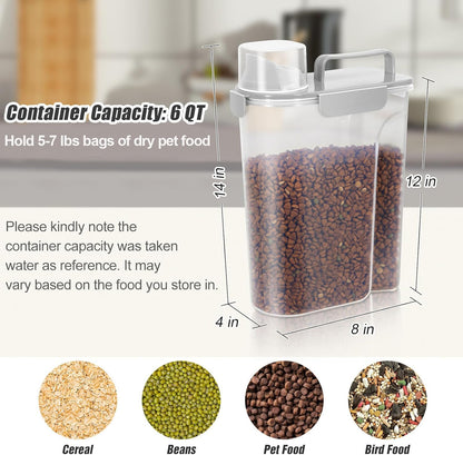TBMax Dog Food Storage Container 5-7 lbs, Airtight Cat Food Container with Larger Spout & Measuring Cup, Portable Pet Food Storage Dispenser for Small Animal Kibble Storage, Bird Seed Container
