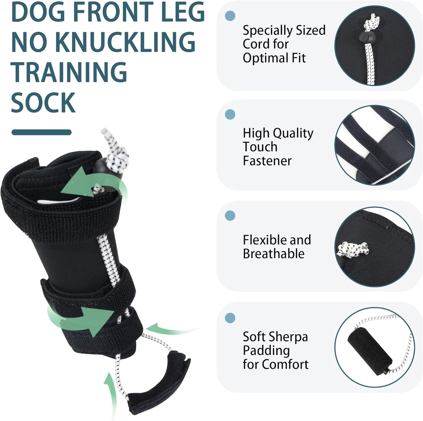 Dog Knuckling Brace, Dog Toe Grips for ACL Injury, Hock Fracture, Arthritis & Meniscus Tears, Rear Legs, L