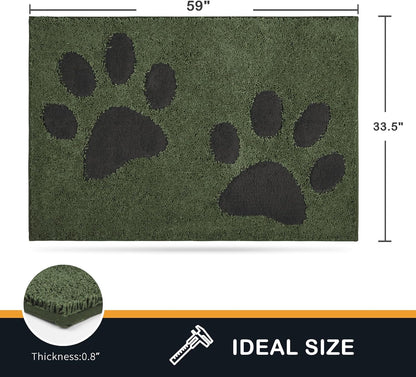 PURRUGS Dirt Trapping Door Mat 20" x 31.5", Non-Skid/Slip Machine Washable Microfiber Entryway Rug, Dog Doormat, Super Absorbent Welcome Mat for Muddy Wet Shoes and Paws, Grey