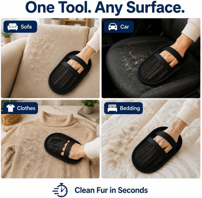 Pet Hair Remover Glove 2-Pack for Couch, Carpet, Bed, Car Seat & Clothing, Reusable Electrostatic Tool for Cat & Dog Hair