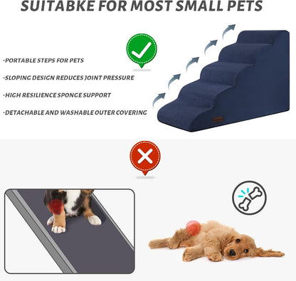 Aodisman 3-Step Dog Ramp and Stairs for Sofa and Chair - Non-Slip Sturdy Pet Steps for Small Dogs and Cats,15.7" H,Grey
