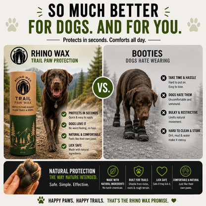 Rhino Wax - Dog Paw Protector for Hot Pavement - Use Street Wax Before Taking Dogs on Asphalt - Balm Protects from Warm Surfaces Rocks Road Debris - Great for Dogs who Hate Dog Shoes for Hot Pavement