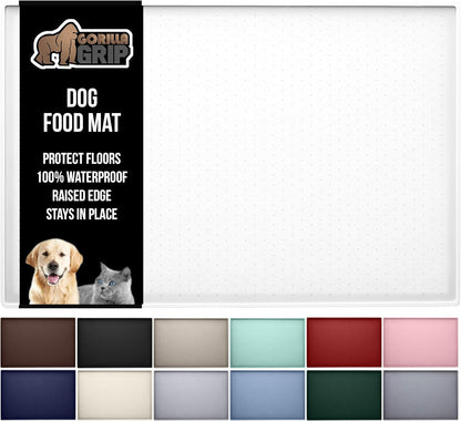 GORILLA GRIP 100% Waterproof Raised Edge BPA Free Silicone Pet Feeding Mat, Dog Cat Food Mats Contain Spills Protects Floors, Placemats for Cats and Dogs Water Bowl, 18.5x11.5, Gray