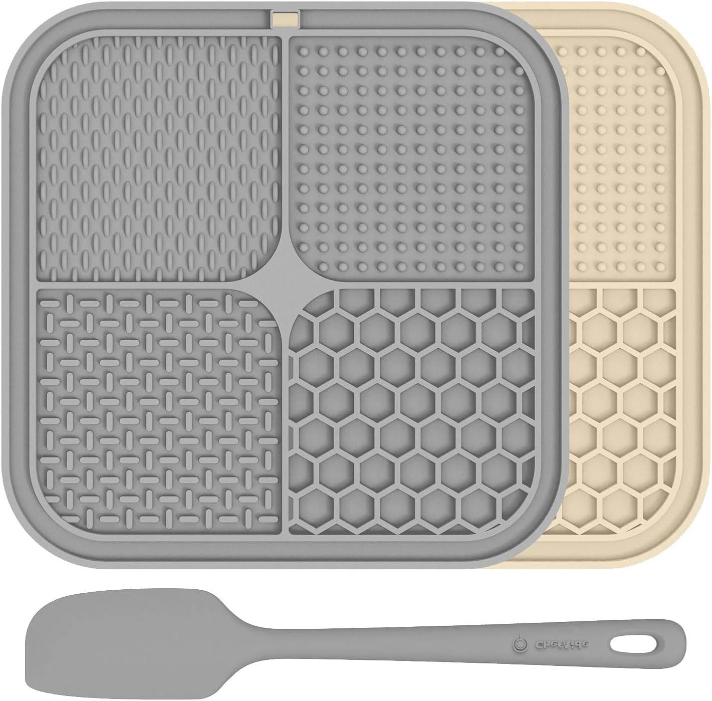 ChefAide 2 Pack Lick Mat for Dogs,Cats,Upgraded 8.5×8.5 inches Licking Mats with Suction Cups,Slow Feeder Licking Pad for Anxiety Relief and Boredom Reducer,Suitable for Dog Training Set 3