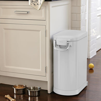 simplehuman Large Pet Food Storage Container, Holds 30-35 lb / 14-16 kg of Dry Dog Food, Cat Food, or Bird Seed, Airtight Lock-Tight Lid with Magnetic Scoop, BPA-Free, Brushed Stainless Steel