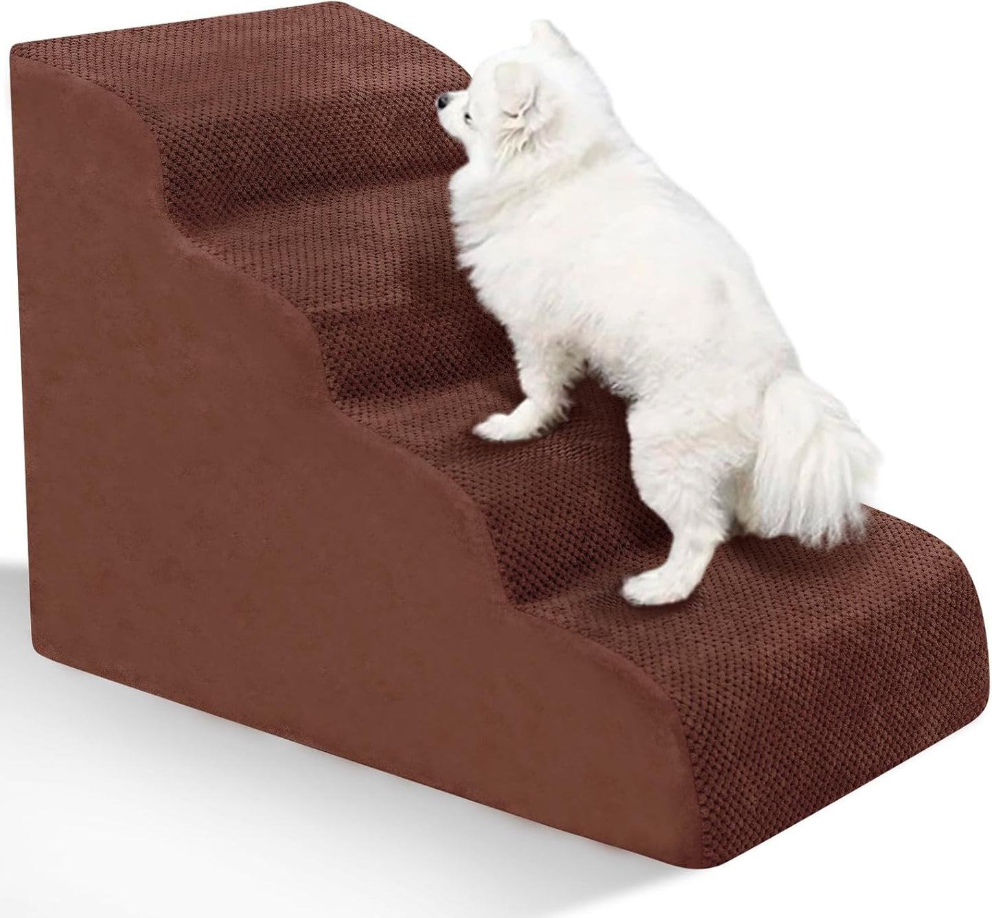 Dog Stairs for Small Dogs - High Density Foam Dog Ramp, Extra Wide Pet Steps with Non-Slip Bottom for High Beds, Couche and Sofa, Best for Pet Injured, Older Dogs Cats (Grey, 4 Steps)