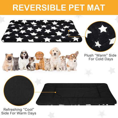 VitalCozy 4 Pcs Dog Crate Pads, Ultra Soft Warm Washable Anti-Slip Kennel Bed Mat for Pets, Reversible, Replaceable, Cage Liner for Small Medium Large Dogs and Cats (18 x 24 x 1.6 Inch,Star,Gray)