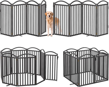 Malier Metal Freestanding Dog Gate, 32'' Height Outdoor Indoor Dog Fences, Extra Wide Foldable Puppy Gate for Stairs (Black, 【2 Panels】 40''W × 32''H)