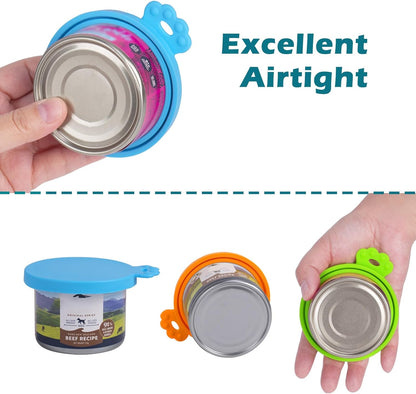 PetBonus 3 Pack Silicone Pet Can Cover Lids, Universal Size for Dog Cat Food, 1 fit 3 Standard Size Can Tops, BPA Free Dishwasher Safe (Blue, Green, Orange)