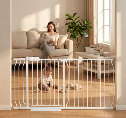 Extra Wide Baby Gate Tension Indoor Safety Gates Black Metal Large Pressure Mounted Pet Gate Walk Through Long Safety Dog Gate for The House Doorways Stairs (62.2"-66.93"/158-170CM, Black)