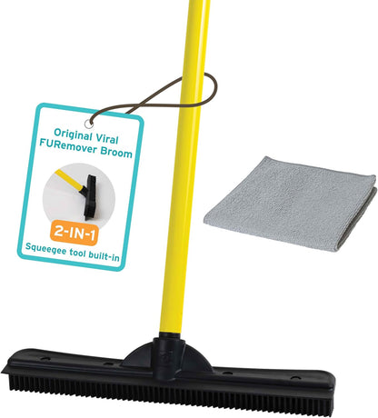 FURemover Pet Hair Removal Rubber Broom, 58" Telescopic Handle