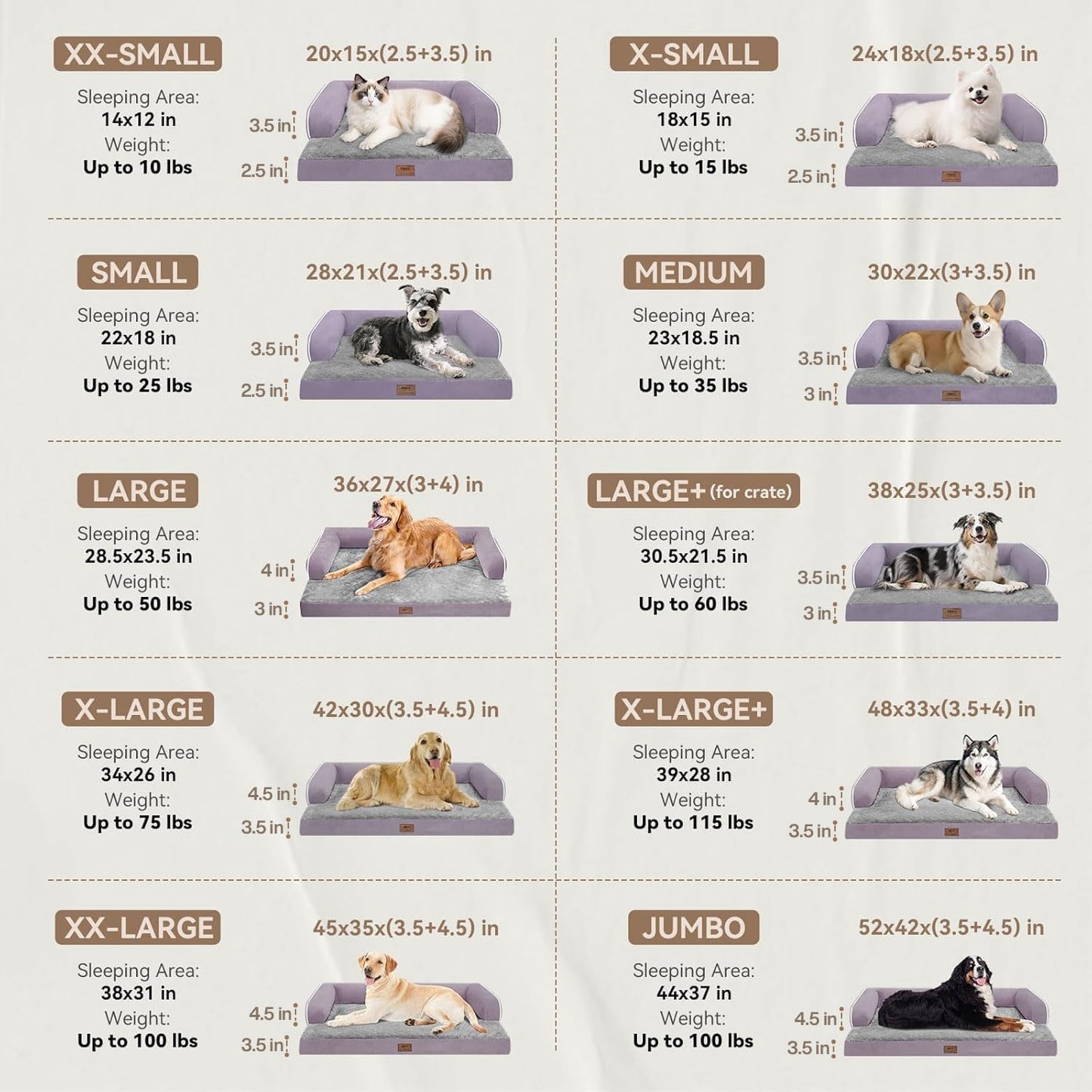 Large Dog Bed Orthopedic Washable - Beds Bolster - Medium XL XLarge Big Dogs - Memory Foam Couch Sofa - Waterproof with Removable Cover