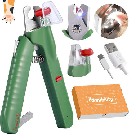 Pawsibility Pet Nail Clipper PRO 2026 - Quick-Vision LED Light | 2-Stage Adjustable Professional-Grade Blade | Adjustable Magnifier Safety Guard - for Cats, Small, Medium and Large Dogs - Brown