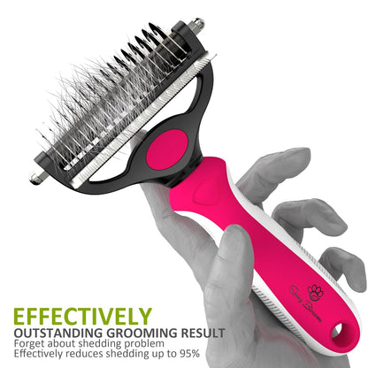 Spring Blossoms-2 in 1 Professional Grooming Rake for Cats & Dogs-Dematting Comb for Easy Mats & Tangles Removing,Pet Brush Safe No More Nasty Shedding and Flying Hair (Orange)