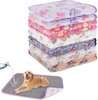 YUEPET Waterproof Dog Blankets, 2 Pack Washable Dog Blankets for Bed Couch Sofa Protector Fleece Flannel Puppy Blanket Soft Plush Reversible Throw Blanket for Small Dogs Puppy Cat 23"×16"(Purple+Pink)