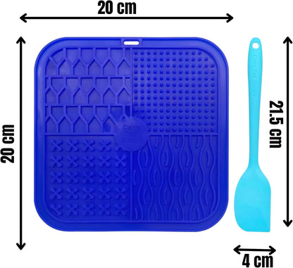 BPA-Free Silicone Dog Lick Mat with Spatula – Slow Feeder Enrichment Mat for Dogs & Cats – Strong Suction, Grooming Distraction, Freezer & Dishwasher Safe