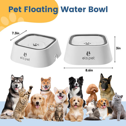 Dog Water Bowl no Spill, 35oz Slow Water Bowl for Dogs, BPA-Free, Anti-Splash & No-Slip Design, 1L Vehicle Carried Travel Spill Proof Pet Bowls, for Small Medium Cats and Pets. (White, 1L)