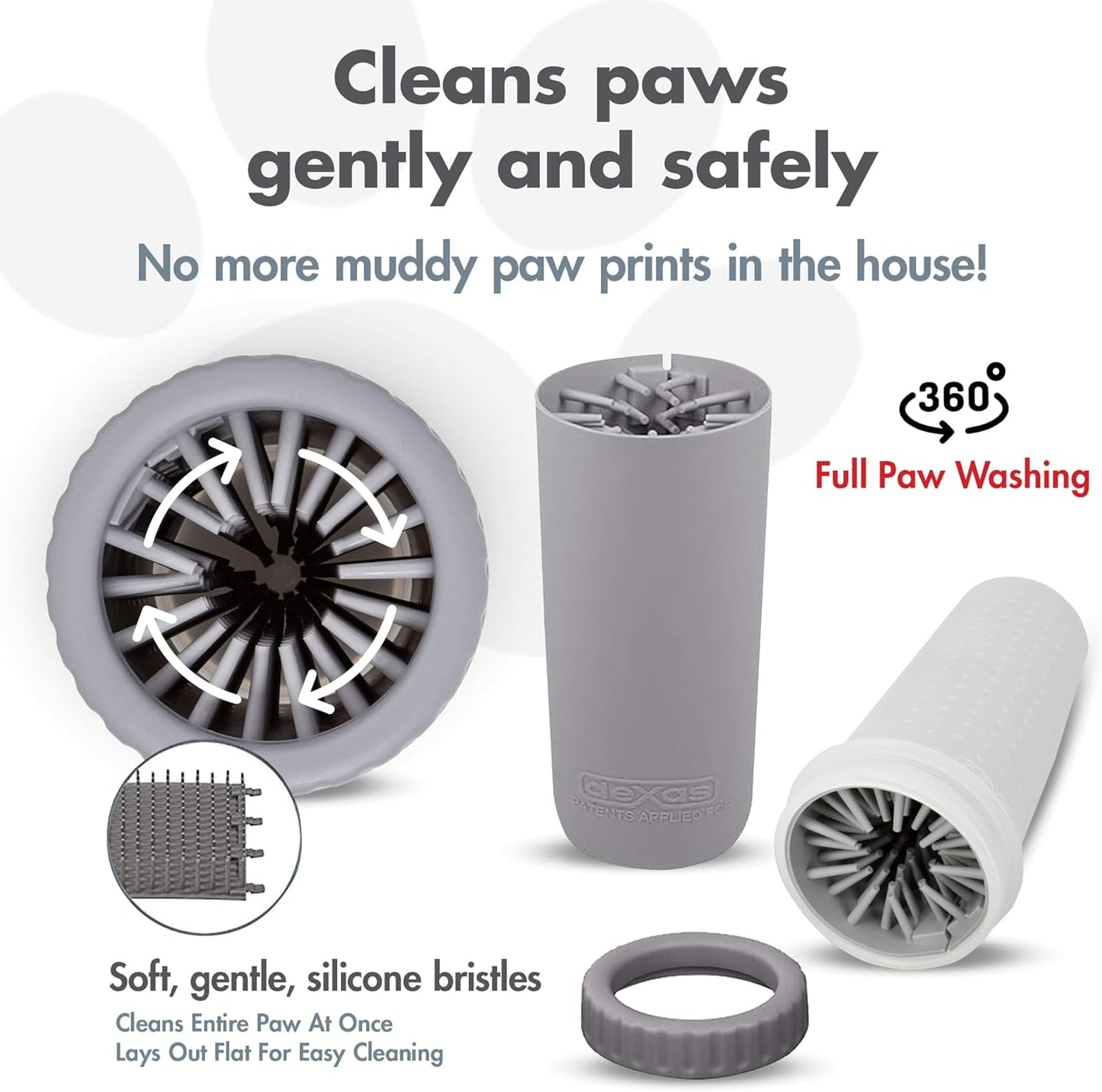 Dexas MudBuster Medium Dog Paw Cleaner in Fuchsia - Fits 1.5"-2.5" Wide Paws, Portable Paw Washer for Muddy Paws, Dog Paw Cleaning Cup with Gentle Silicone Bristles, Quick Clean Pet Paw Washer