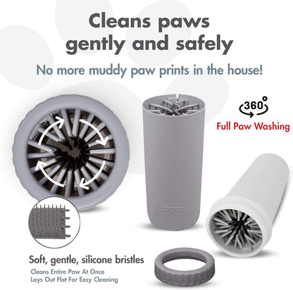 Dexas MudBuster Medium Dog Paw Cleaner in Fuchsia - Fits 1.5"-2.5" Wide Paws, Portable Paw Washer for Muddy Paws, Dog Paw Cleaning Cup with Gentle Silicone Bristles, Quick Clean Pet Paw Washer