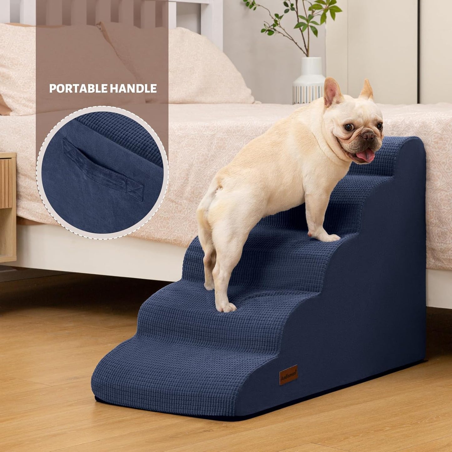 Aodisman 3-Step Dog Ramp and Stairs for Sofa and Chair - Non-Slip Sturdy Pet Steps for Small Dogs and Cats,15.7" H,Grey