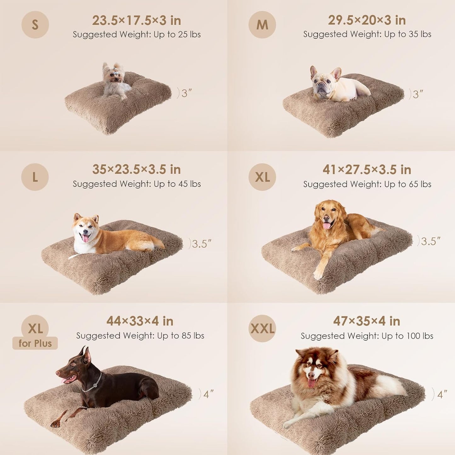 EHEYCIGA Fluffy Dog Crate Bed for Medium Dogs, Plush Faux Fur Crate Pad, Calming Anti Anxiety Medium Dog Bed, Washable Soft Warm Crate Mat with Non-Slip Bottom