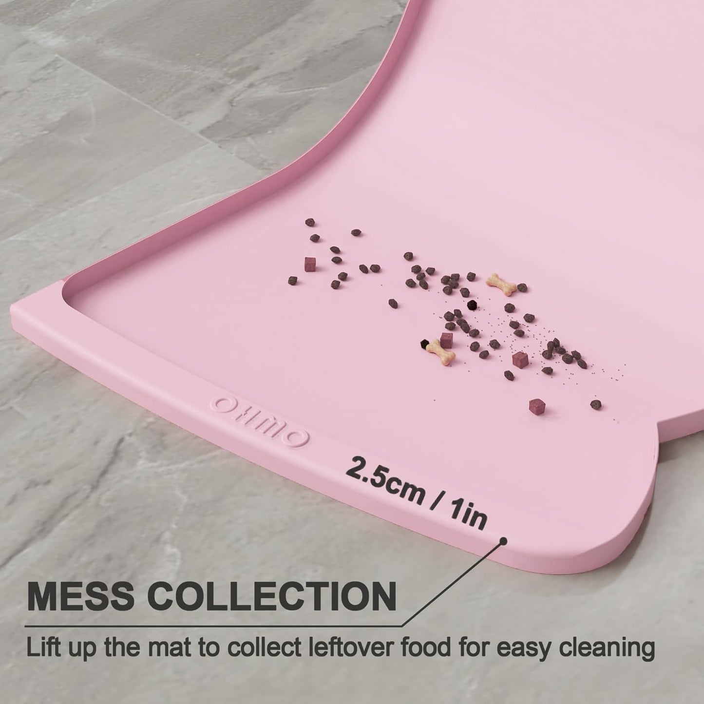 OHMO - Cat Food Mat, Silicone Pet Feeding Mat for Floor Non-Skid Waterproof Dog Water Bowl Tray, Easy to Clean Pet Placemat (Erythrinus, 18 * 9.8'')