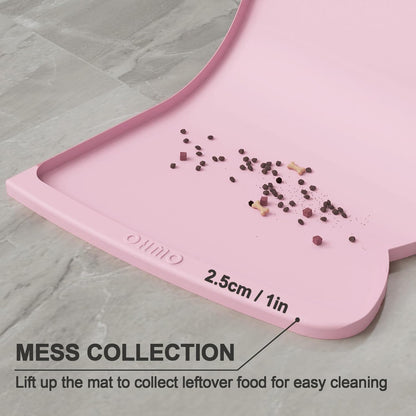 OHMO - Cat Food Mat, Silicone Pet Feeding Mat for Floor Non-Skid Waterproof Dog Water Bowl Tray, Easy to Clean Pet Placemat (Erythrinus, 18 * 9.8'')