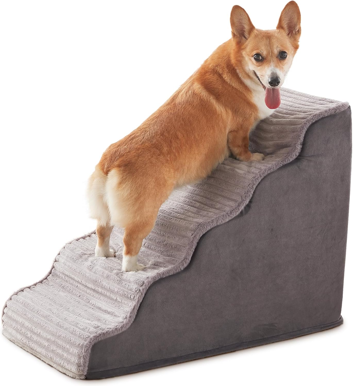 Laojin Balhen Dog Stairs for Small Dogs & Cats 15.7" H, High Density Foam Dog Steps Ramp for Couch Sofa and Chair, Pet Stairs with Non-Slip Bottom and Remove Washable Cover, 3-Step Pet Steps, Beige