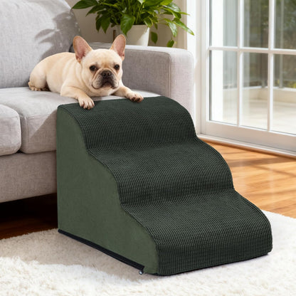 Aodisman 3-Step Dog Ramp and Stairs for Sofa and Chair - Non-Slip Sturdy Pet Steps for Small Dogs and Cats,15.7" H,Grey