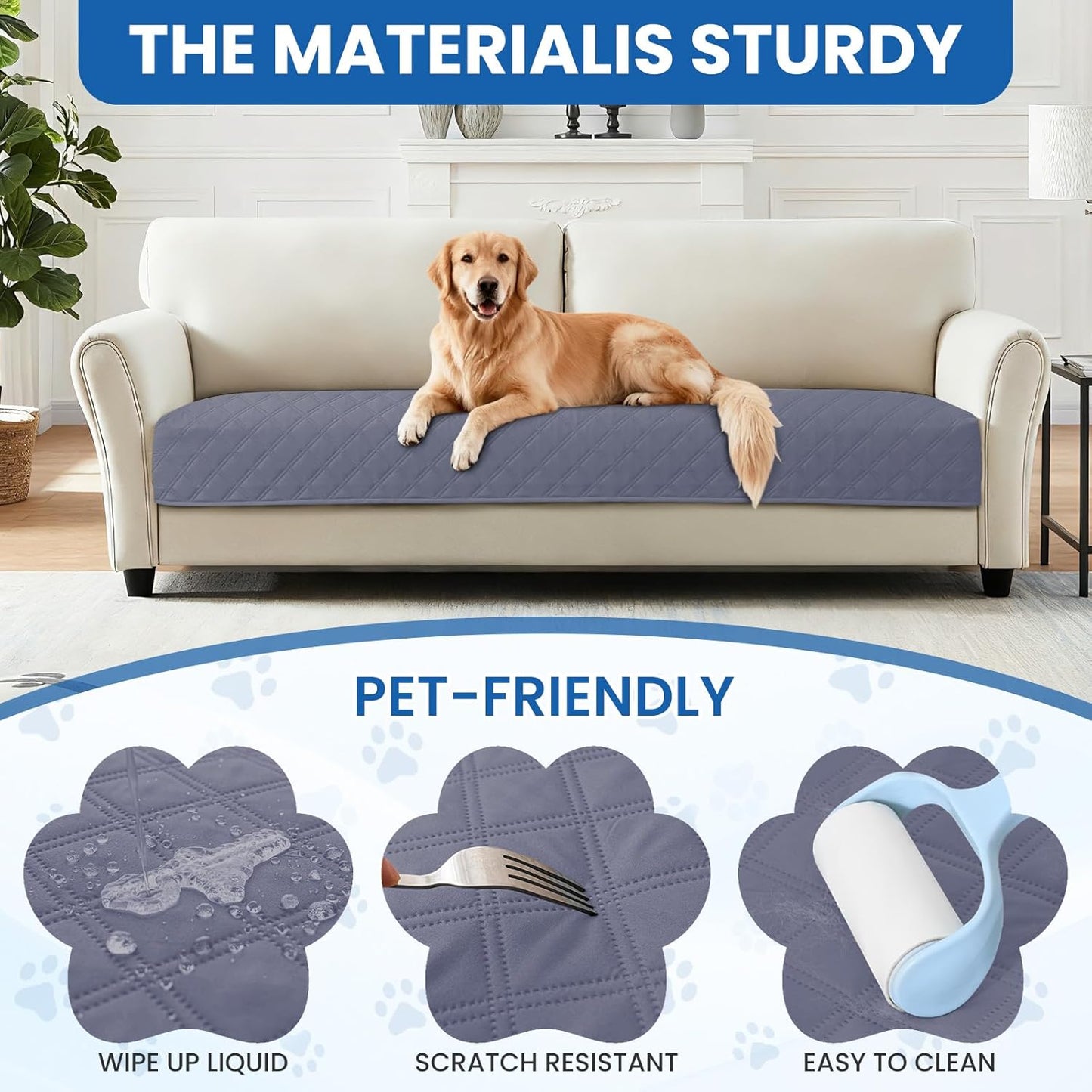 Waterproof Dog Blanket, Non-Slip Soft Pet Bed Cover, Couch Cover for Dogs Washable, Protects Sofa, Furniture, Crate, Car, Tear Resistant Leakproof Pet Blanket (30x70 Inch, Dark Grey)
