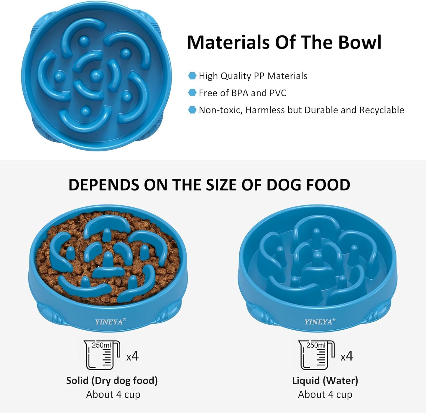 YINEYA Slow Feeder Dog Bowls, Pet Supplies that Slow Down Eating, Pet Food Bowls, Maze Dog Puzzle Feeder for Medium Breed