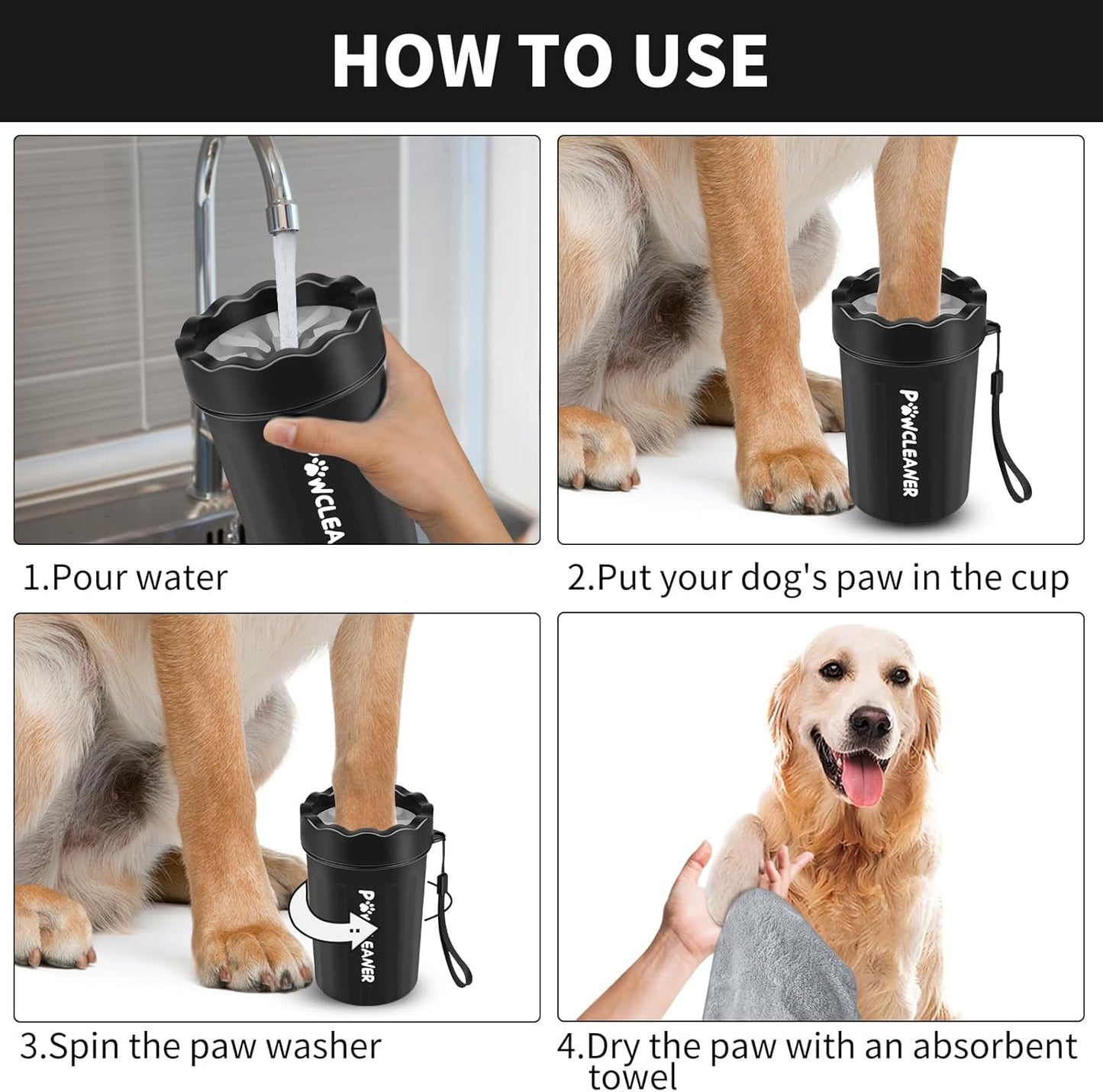 Professional 7 in 1 Dog Paw Cleaner for Dogs & Cats - Includes 1 Portable Paw Washer, 1 Bath Brush, 2 Dog Toothbrushes and 3 Absorbent Towels Note: Fits Paws up to 2 Inches Wide (Small, Blue)