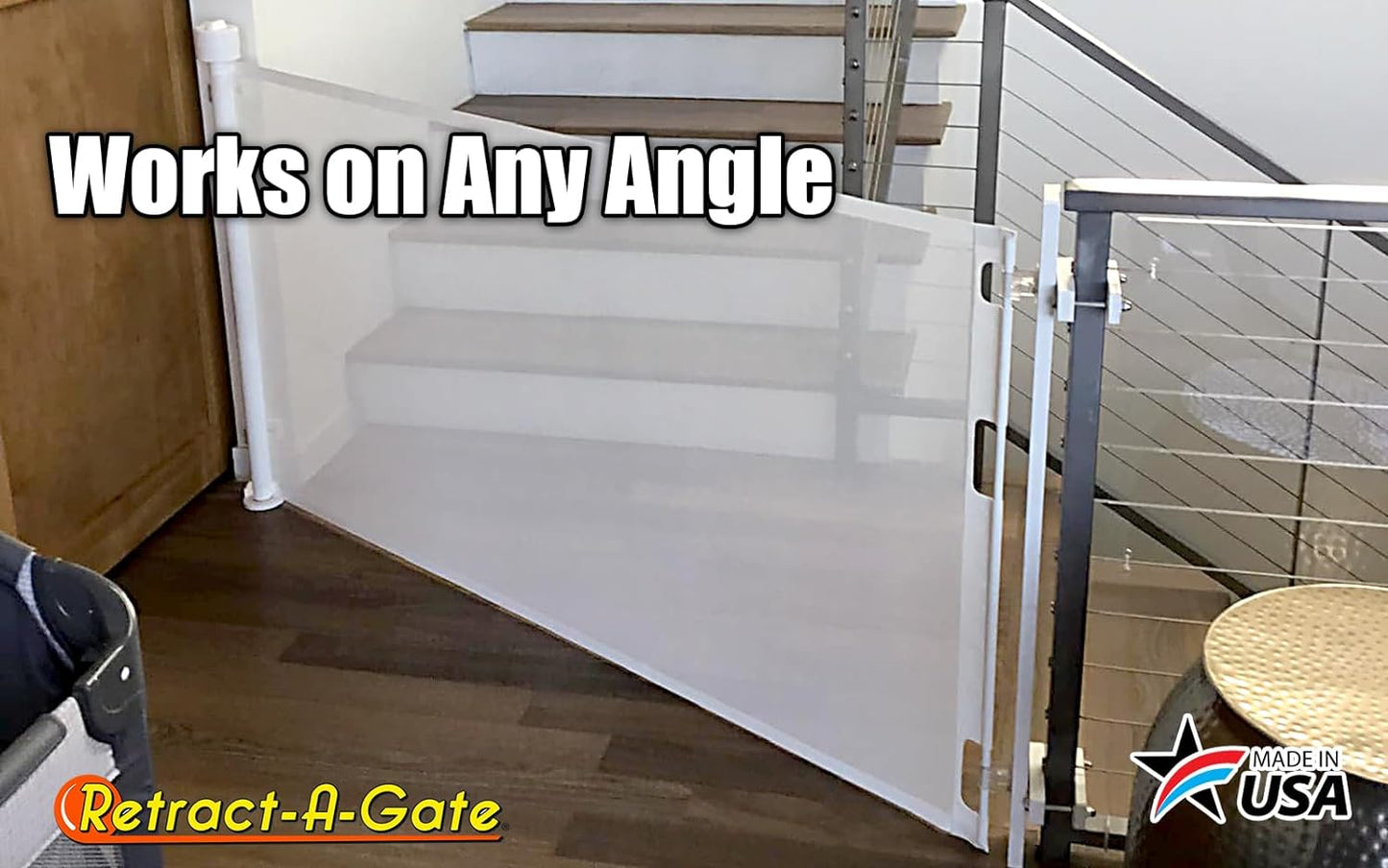 Retract-A-Gate 52 inch White: The Original and only Made in USA Retractable Baby, Dog, & Cat Gate