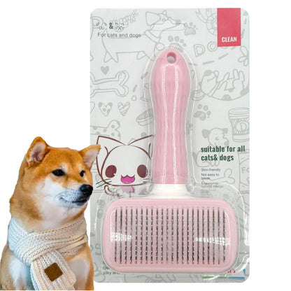 Self-Cleaning Slicker Brush, Dog Cat Bunny Pet Grooming Shedding Brush, Easy to Remove Loose Undercoat, Pet Massaging Tool Suitable for Pets with Long or Short Hair (Black)
