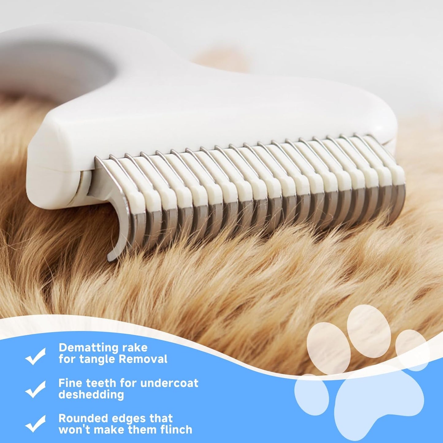 Pet Steam Brush for Dog & Cat - 3-in-1 Steam Grooming Brush for Shedding & Hair Removal - Self Cleaning Spray Comb with Mist for Long Haired Pets - Includes 1*Waterless Shampoo, Blue.