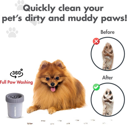 Dexas MudBuster Medium Dog Paw Cleaner in Fuchsia - Fits 1.5"-2.5" Wide Paws, Portable Paw Washer for Muddy Paws, Dog Paw Cleaning Cup with Gentle Silicone Bristles, Quick Clean Pet Paw Washer