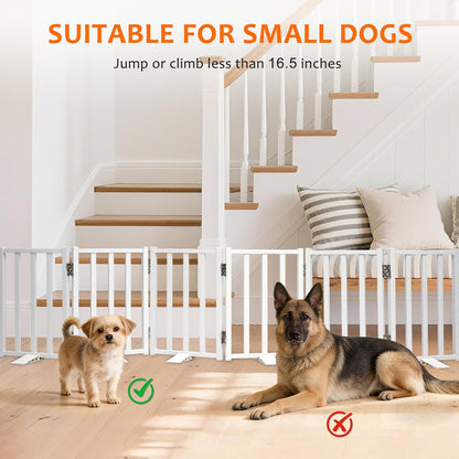 Snagle Paw Short Dog Gate,16.5" Tall Freestanding Metal Dog Gate Only for Small Dogs with Support Feet Easily Step Over,Up to 48" Wide Puppy Gate Indoor for Stairs,Doorways(Black,4 Panel)