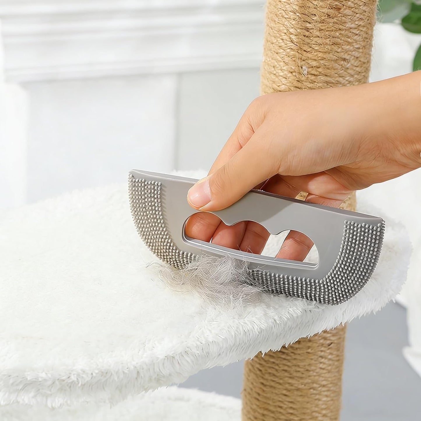 1 Pcs Gray Soft Rubber Pet Hair Remover Reusable Dog Cat Hair Cleaning Brush for Furniture Couch and Carpet