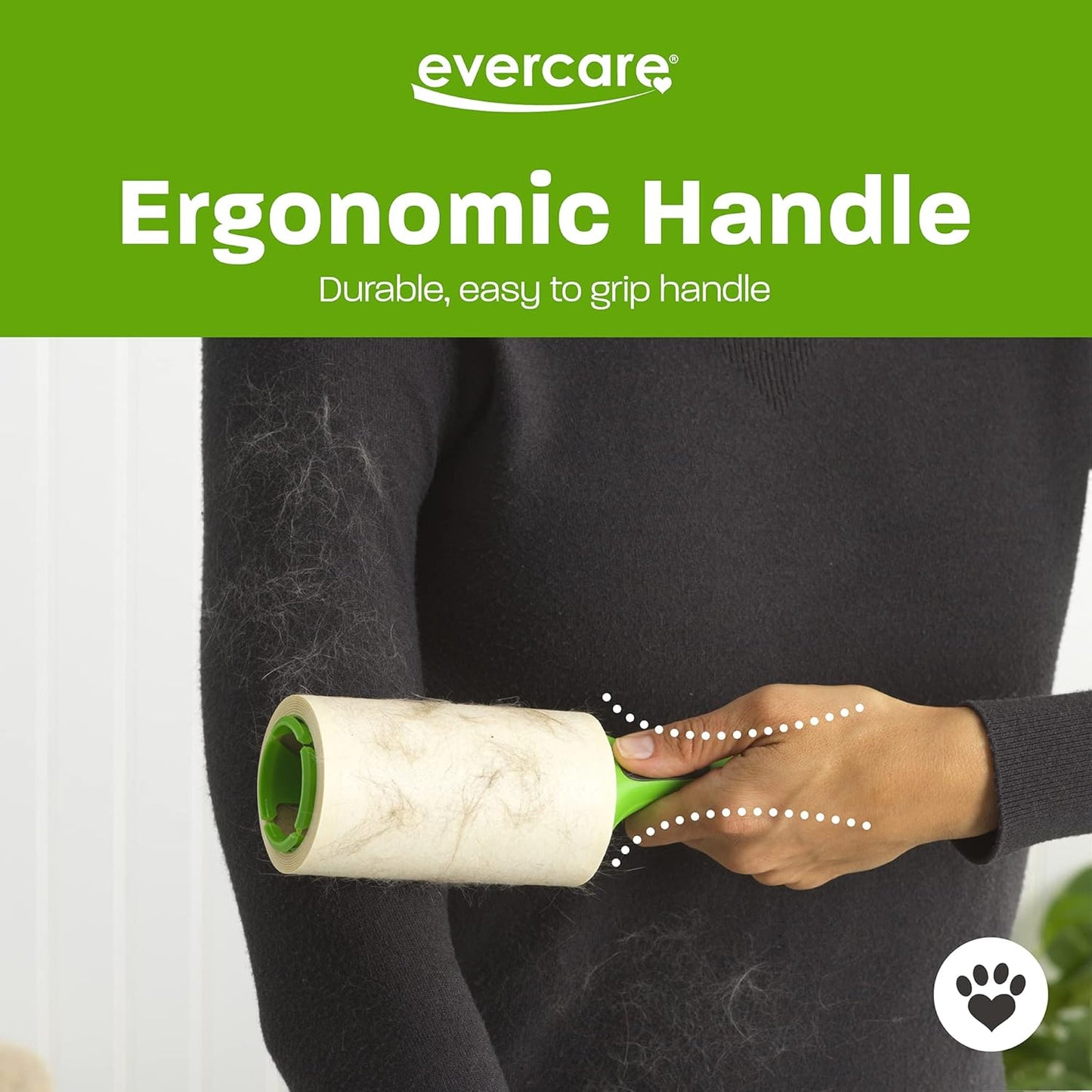 Evercare Pet Lint Roller Refill, Manual Operation, 60 Sheets per Roll, 6 Count Refill Pack for Pet Hair Removal, Green