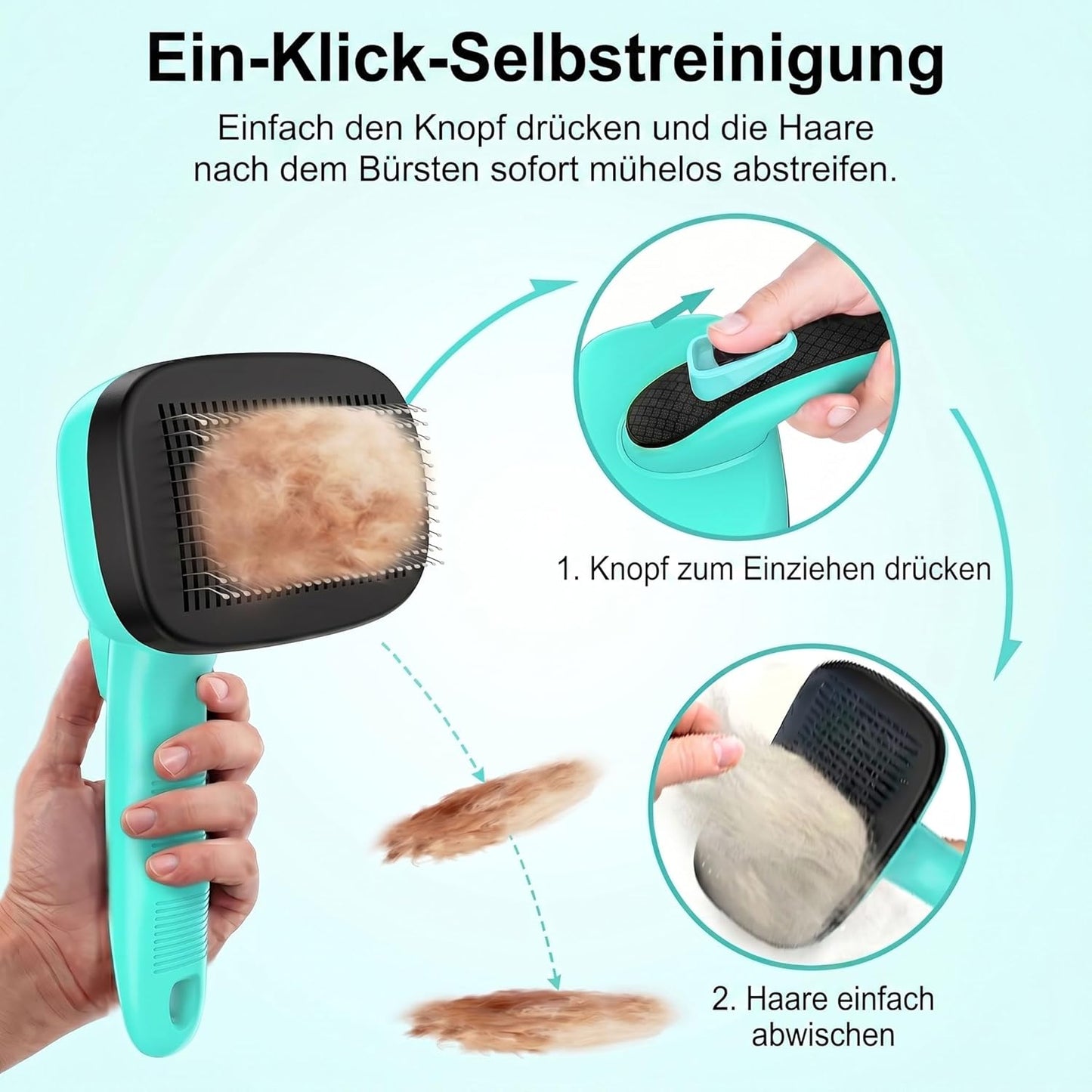 One-Button Self Cleaning Pet Brush for Dogs & Cats, Skin-Friendly Detangling & Shedding Tool for Long and Short Hair, Retractable Grooming Comb, Purple