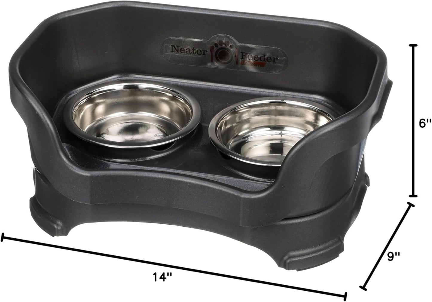 Neater Pet Brands Neater Feeder Deluxe Mess Proof Dog Bowls Elevated for Large Dogs Over 40 lbs, Made in USA, No Spill Raised Dog Food Bowl Stand Feeding Station, Food and Water Bowl Set, Black