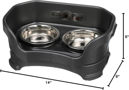 Neater Pet Brands Neater Feeder Deluxe Mess Proof Dog Bowls Elevated for Large Dogs Over 40 lbs, Made in USA, No Spill Raised Dog Food Bowl Stand Feeding Station, Food and Water Bowl Set, Black