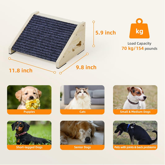 4 Pack Wooden Dog Ramp for Stairs Suits for Small Medium Large Dogs Cats, Pet Steps for Staircase Ramp for Dogs Cats, Need Installation(Gray, S: 11.8 * 9.8 * 5.9 inches)
