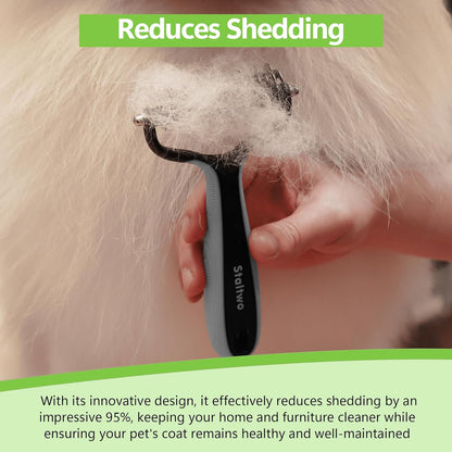 Staltwo Deshedding Dog Brush for Shedding - 2-in-1 Professional Undercoat Rake and Furminator for Dogs | Shedding Control for Long-Haired Dogs and Cats, Deshedding Tool, Knot Removal,Orange