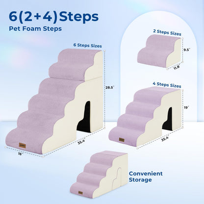 ZOMISIA Dog Ramp for Large Dogs - 24"H 5-Step Pet Stairs for High Beds with Tunnel, 2-in-1 Design with Zippers, Suitable for Indoor Cat Ladders with Non-Slip Bottom, Beige