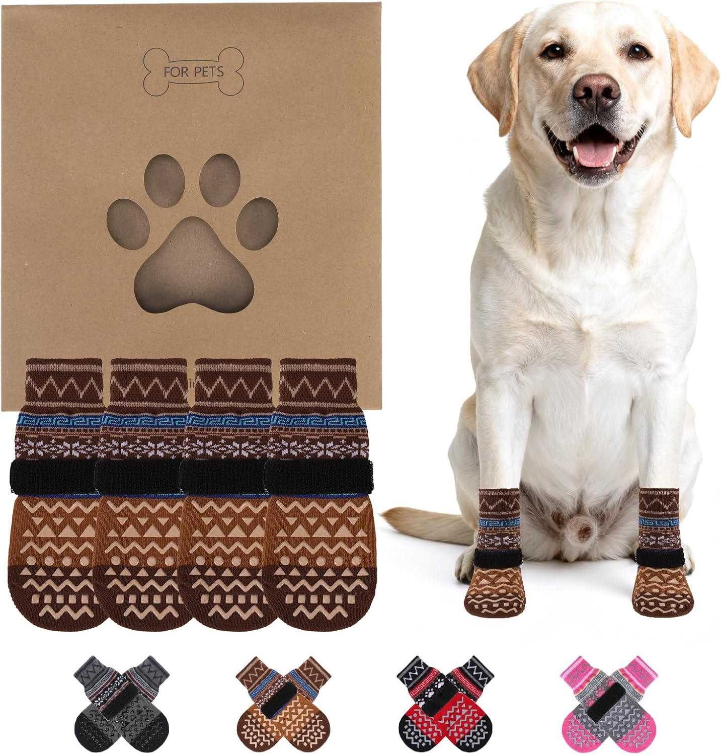 KOOLTAIL Dog Socks Shoes for Hot Pavement to Prevent Licking Paws, Winter Dog Boots&Paw Protector for Hardwood Floors Anti Slip,Traction Control Grip Booties for Small Medium Large Senior Dogs,Black M